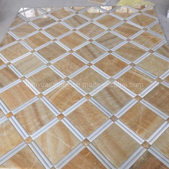 Tuile de mosaïque en marbre blanc en bois en forme d'hexagone/latern/carré