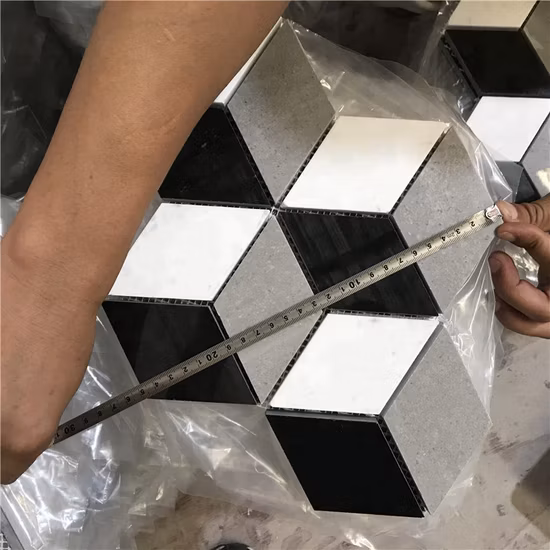 Tuile de mosaïque en marbre blanc Volaka en forme de losange 3D